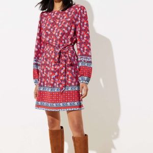 Loft mini dress petite border print